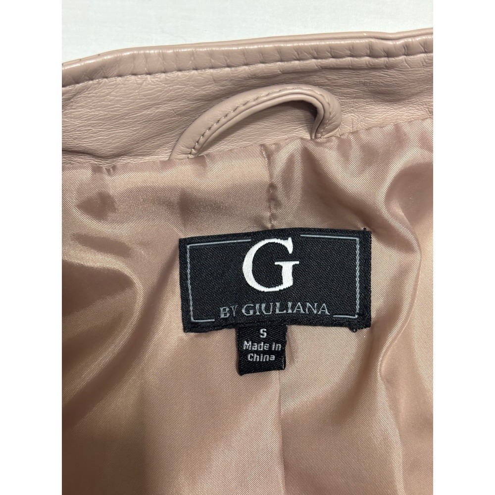 G by Giuliana Pink Faux Leather Moto Jacket Asymmetrical Zip Mauve Womens Small - Picture 4 of 9